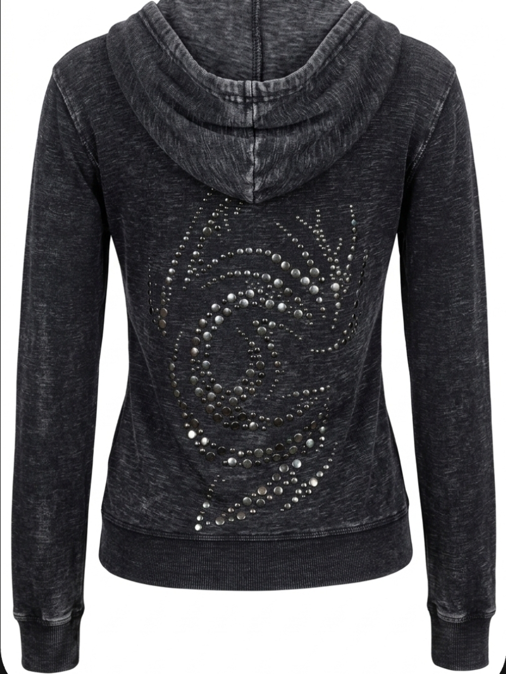 Y2K Vintage Studded Black Hooded Women's Top